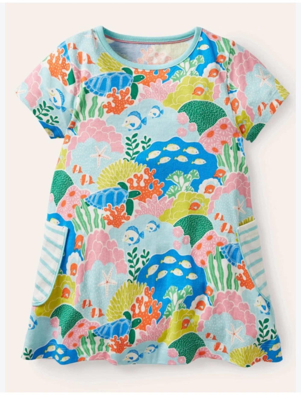 Mini Boden Multicolor Underwater Short-Sleeve Tee Dress